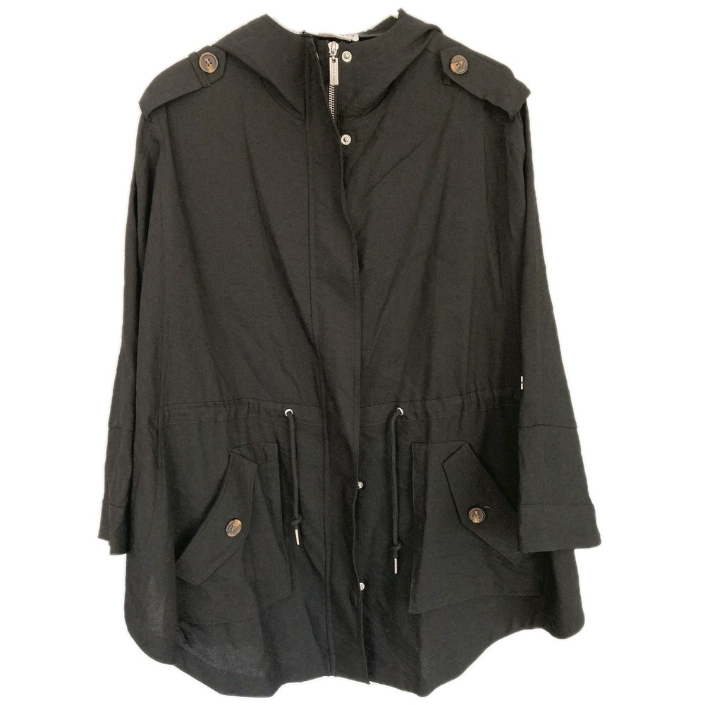Nikki Jones Poncho Jacket Women M-L Oversize Hooded Anorak Zip Pocket Drawstring